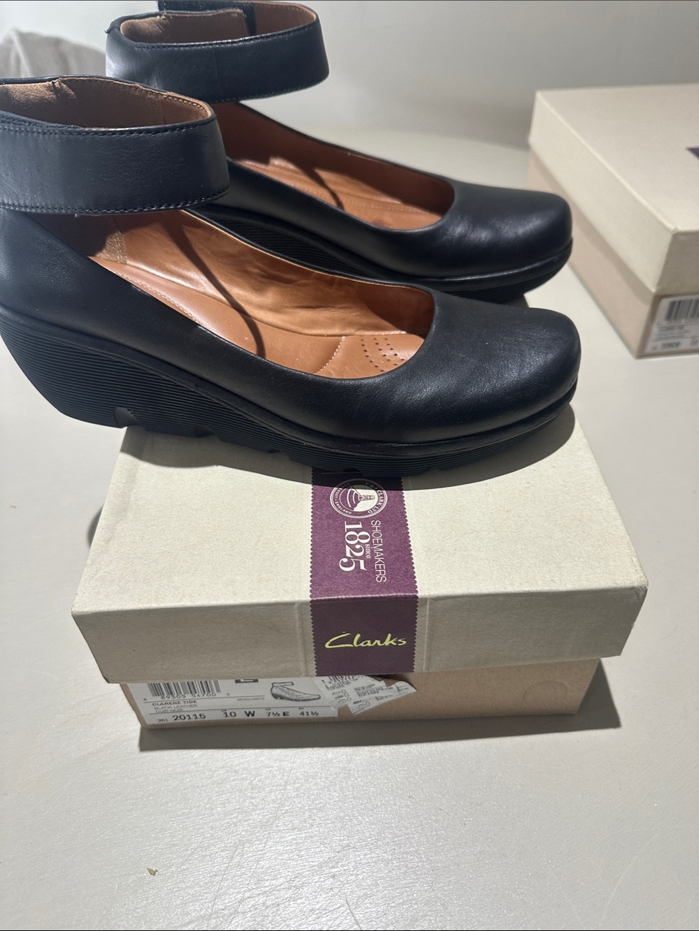 Clark’s Clarence Tide Wedge Black Leather